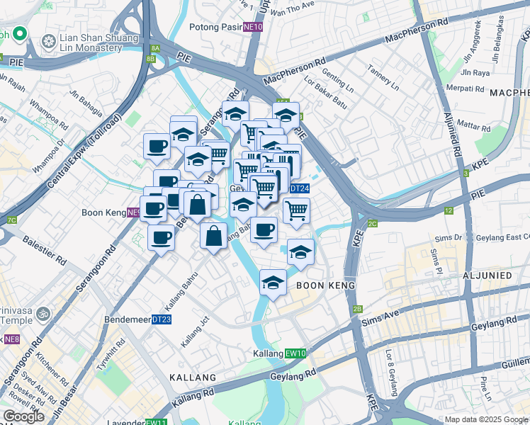 map of restaurants, bars, coffee shops, grocery stores, and more near in Singapore