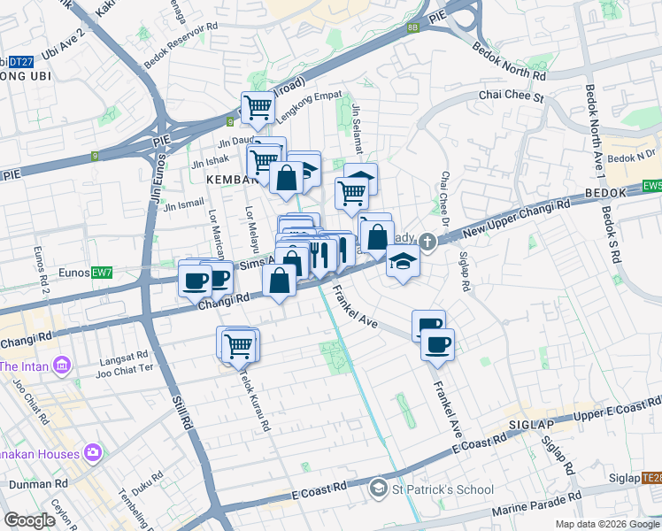 map of restaurants, bars, coffee shops, grocery stores, and more near in Singapore