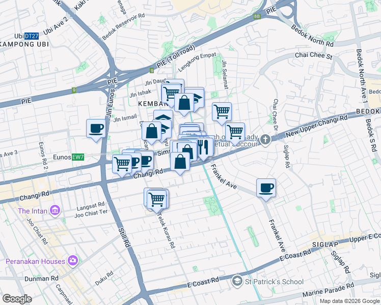 map of restaurants, bars, coffee shops, grocery stores, and more near in Singapore