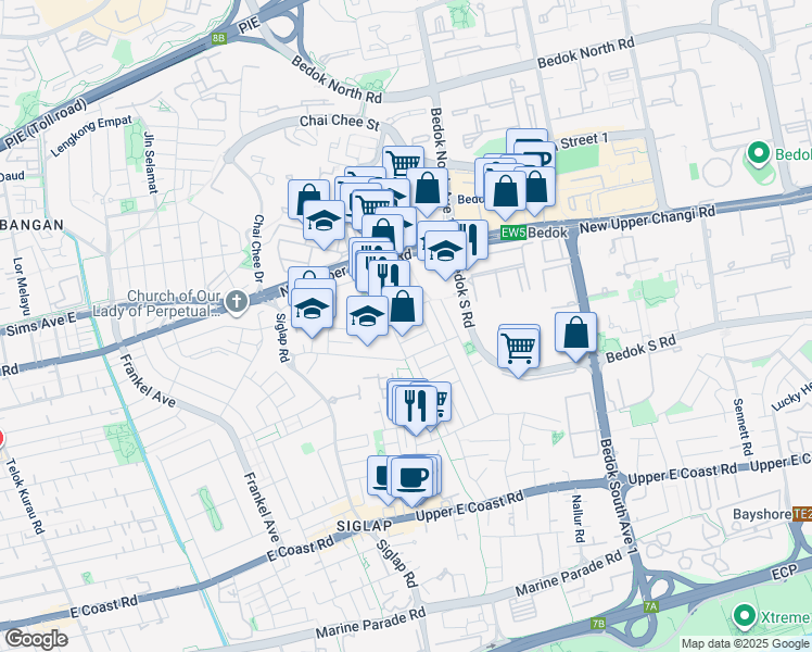 map of restaurants, bars, coffee shops, grocery stores, and more near in Singapore