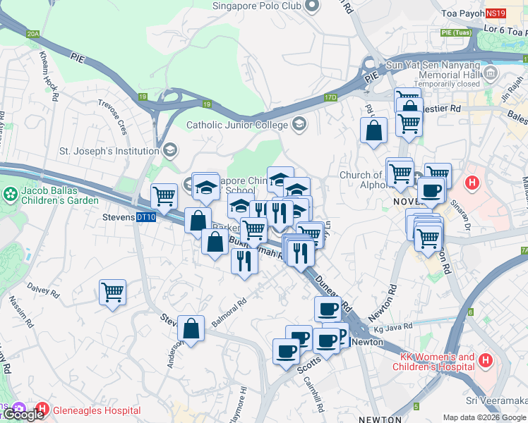 map of restaurants, bars, coffee shops, grocery stores, and more near in Singapore