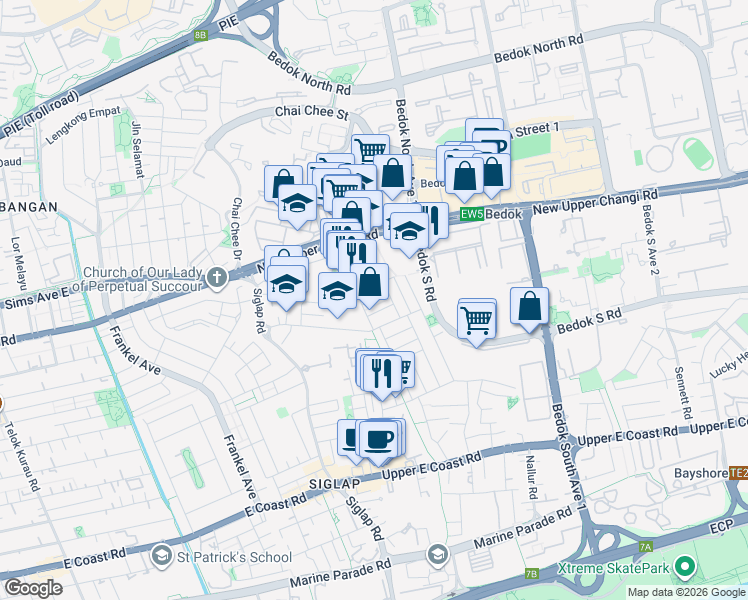 map of restaurants, bars, coffee shops, grocery stores, and more near in Singapore