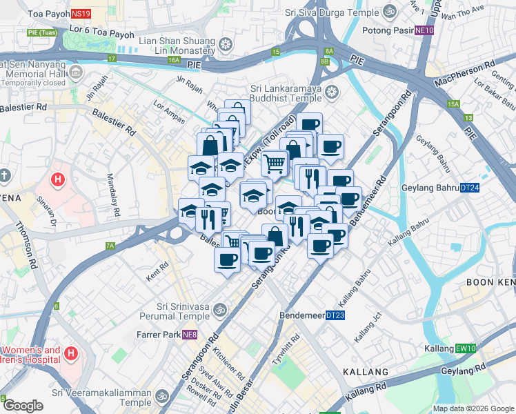 map of restaurants, bars, coffee shops, grocery stores, and more near in Singapore