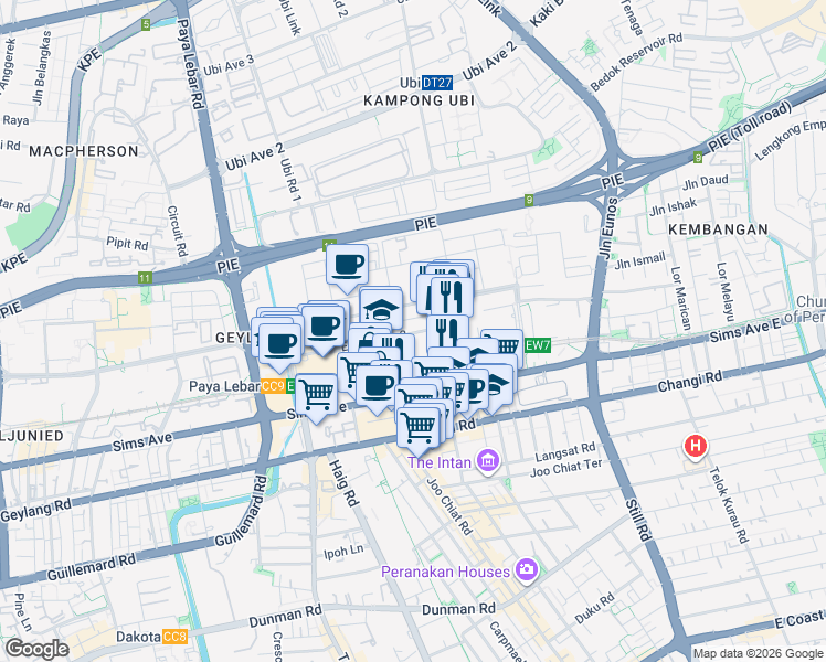 map of restaurants, bars, coffee shops, grocery stores, and more near in Singapore