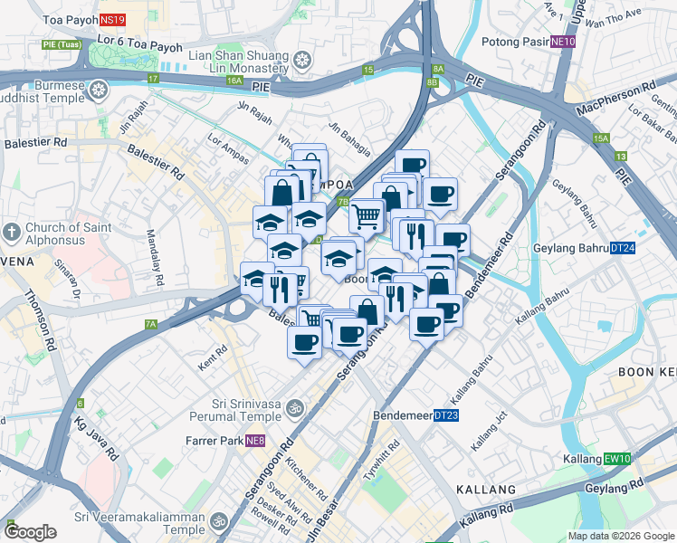 map of restaurants, bars, coffee shops, grocery stores, and more near in Singapore