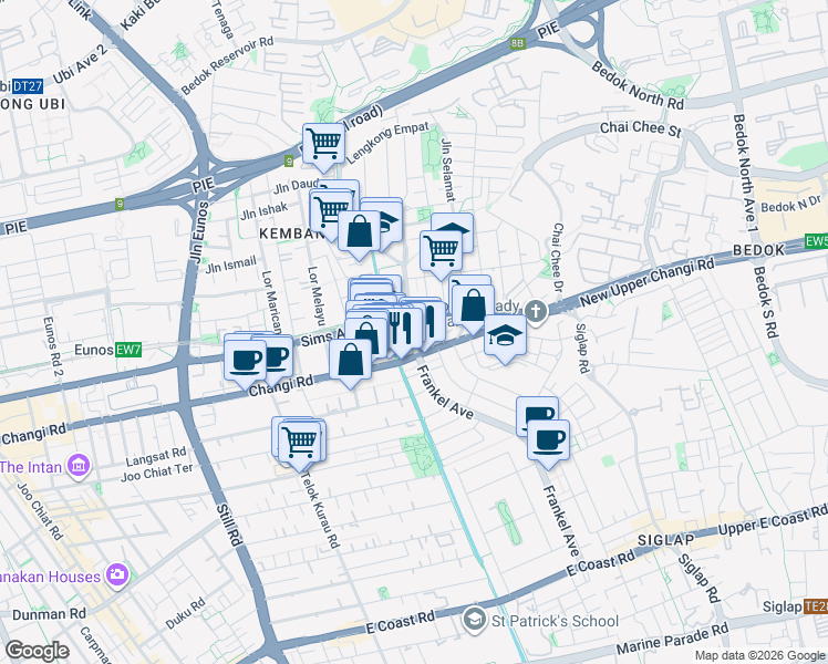 map of restaurants, bars, coffee shops, grocery stores, and more near in Singapore
