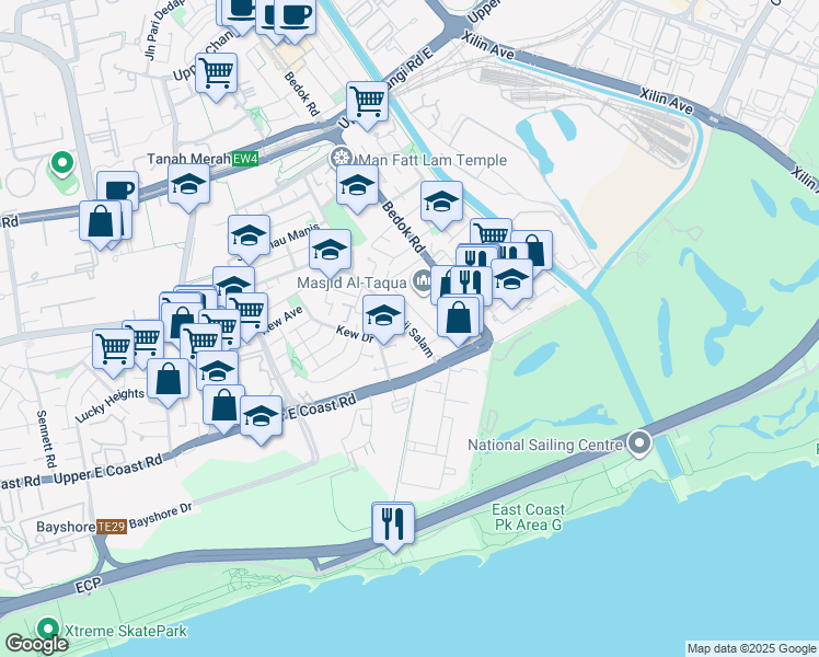 map of restaurants, bars, coffee shops, grocery stores, and more near in Singapore
