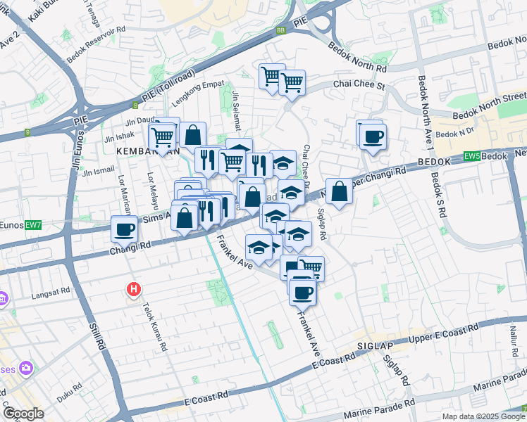 map of restaurants, bars, coffee shops, grocery stores, and more near in Singapore