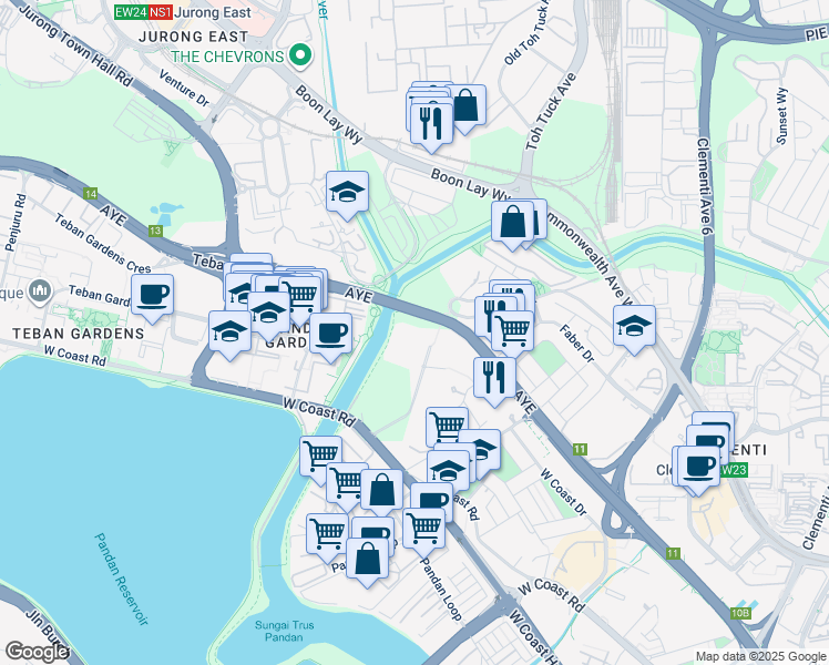 map of restaurants, bars, coffee shops, grocery stores, and more near in Singapore