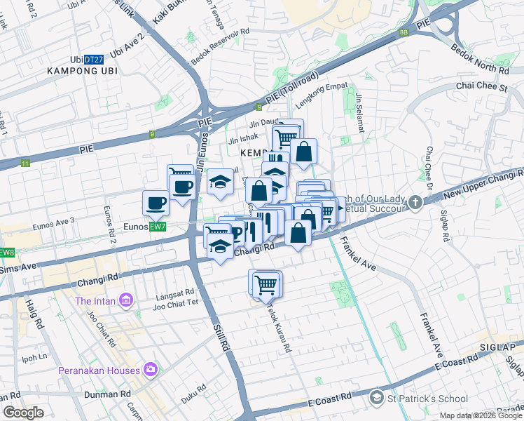 map of restaurants, bars, coffee shops, grocery stores, and more near in Singapore