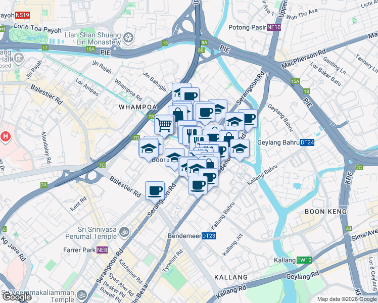 map of restaurants, bars, coffee shops, grocery stores, and more near in Singapore