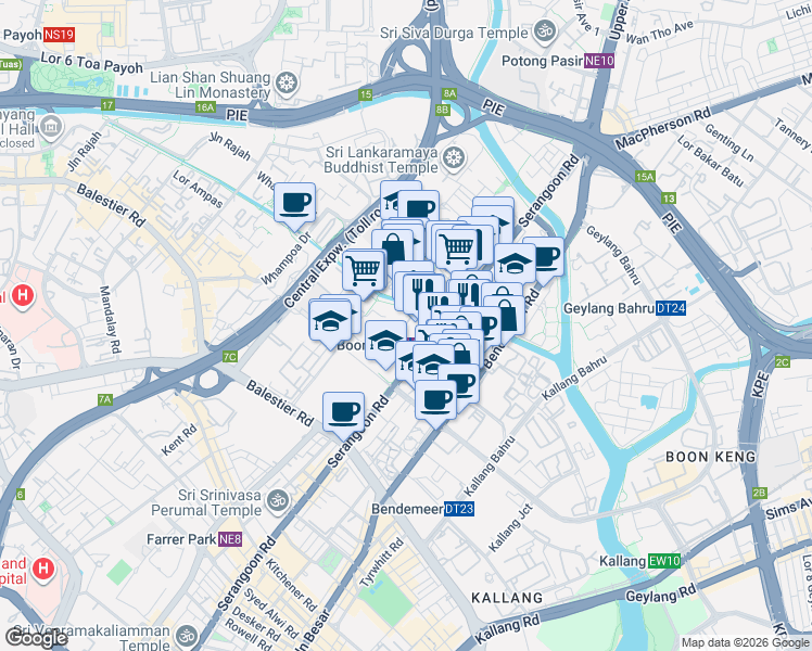map of restaurants, bars, coffee shops, grocery stores, and more near in Singapore