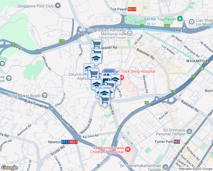 map of restaurants, bars, coffee shops, grocery stores, and more near in Singapore