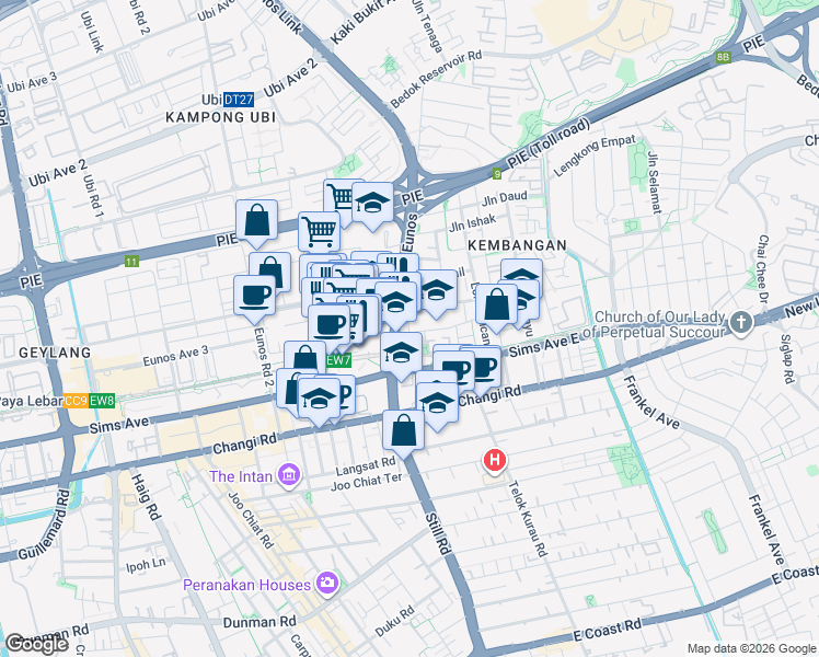 map of restaurants, bars, coffee shops, grocery stores, and more near in Singapore