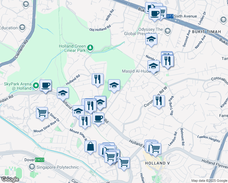 map of restaurants, bars, coffee shops, grocery stores, and more near in Singapore