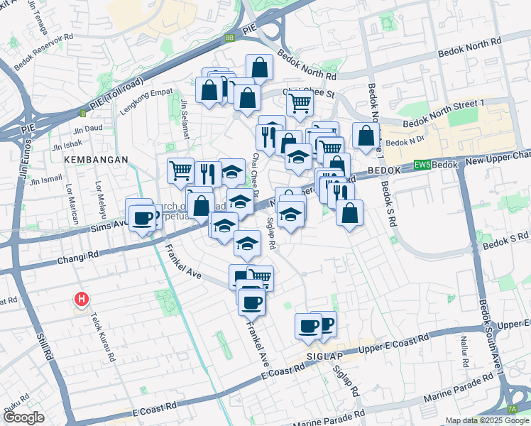 map of restaurants, bars, coffee shops, grocery stores, and more near in Singapore