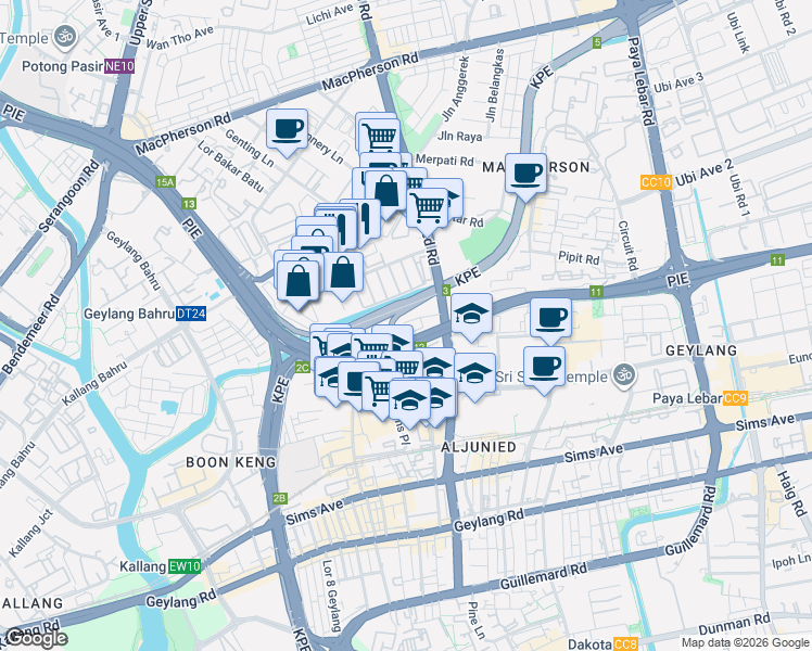 map of restaurants, bars, coffee shops, grocery stores, and more near in Singapore