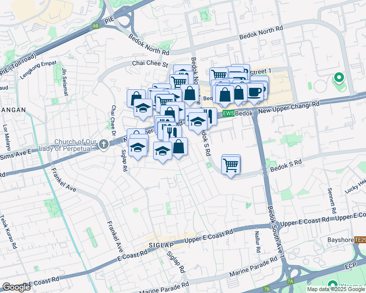 map of restaurants, bars, coffee shops, grocery stores, and more near in Singapore