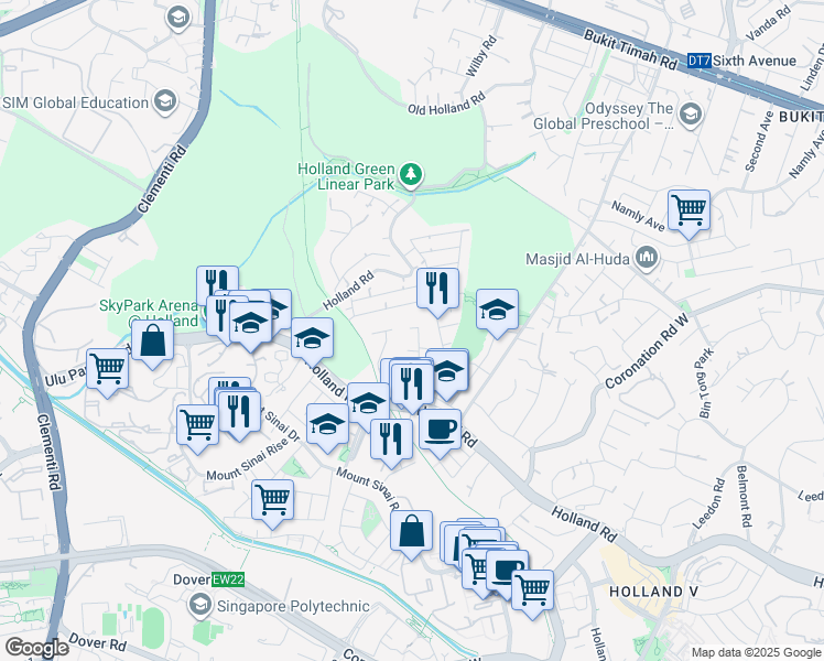 map of restaurants, bars, coffee shops, grocery stores, and more near in Singapore