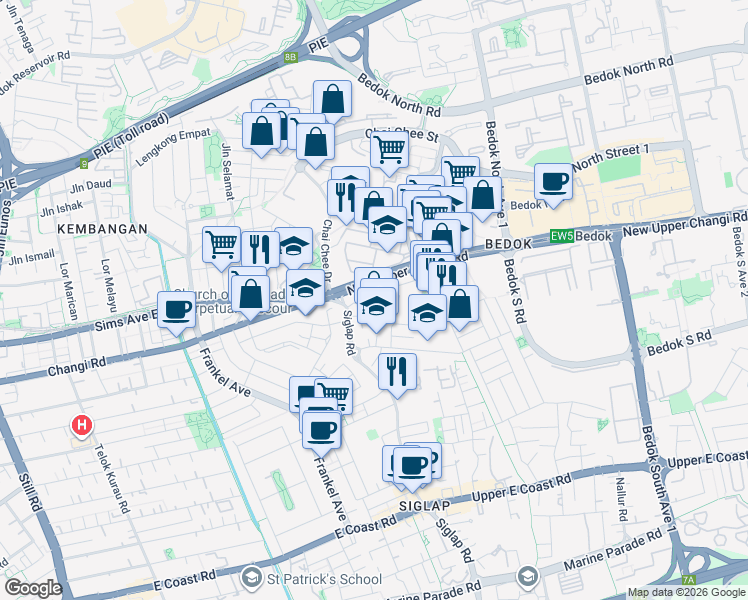 map of restaurants, bars, coffee shops, grocery stores, and more near in Singapore