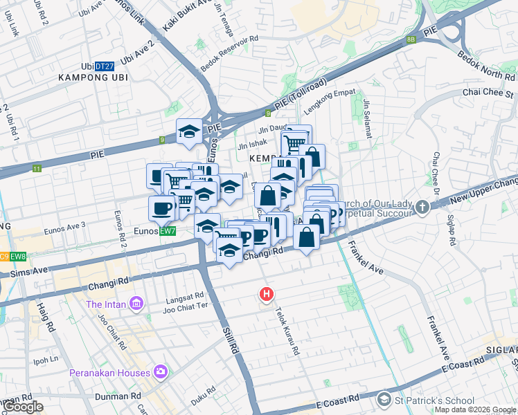 map of restaurants, bars, coffee shops, grocery stores, and more near in Singapore