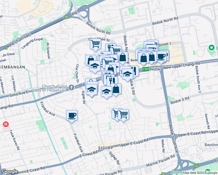 map of restaurants, bars, coffee shops, grocery stores, and more near in Singapore