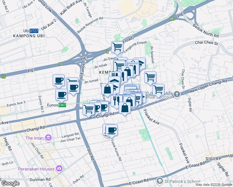 map of restaurants, bars, coffee shops, grocery stores, and more near in Singapore