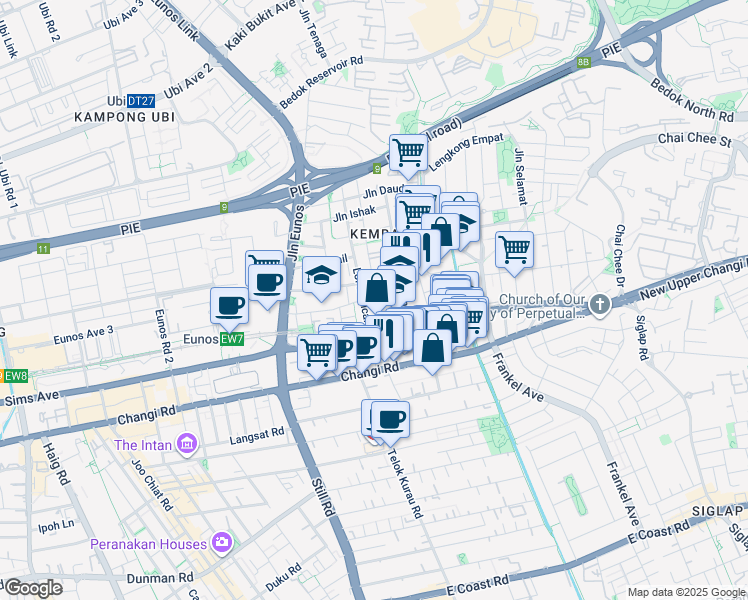 map of restaurants, bars, coffee shops, grocery stores, and more near in Singapore