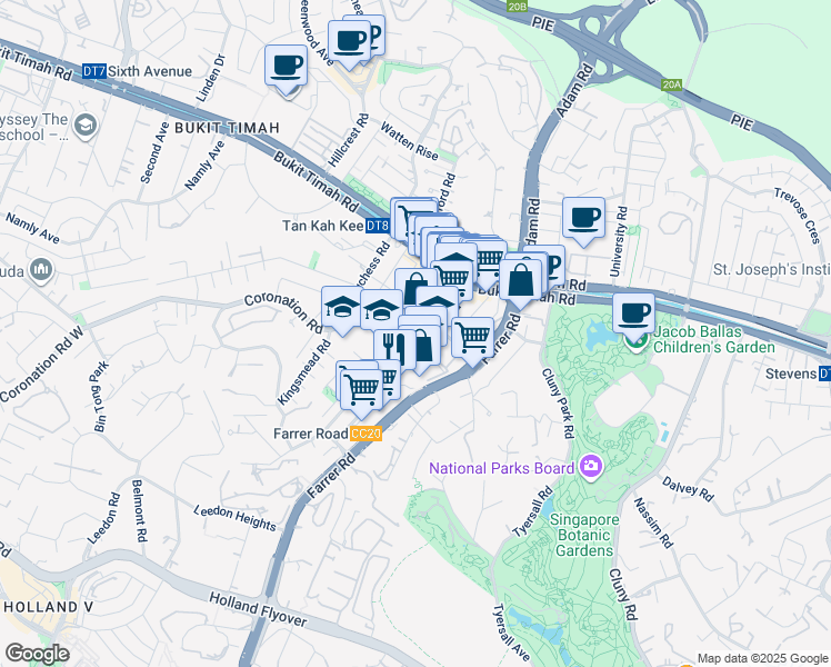 map of restaurants, bars, coffee shops, grocery stores, and more near in Singapore