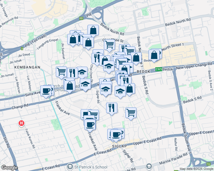 map of restaurants, bars, coffee shops, grocery stores, and more near in Singapore