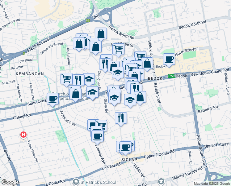 map of restaurants, bars, coffee shops, grocery stores, and more near in Singapore