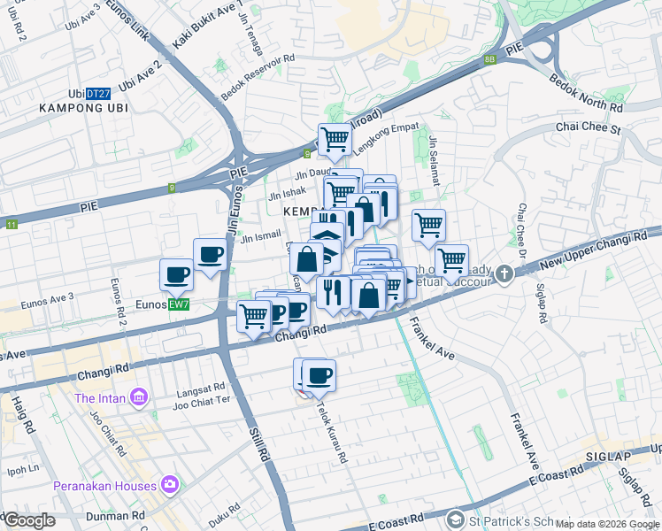 map of restaurants, bars, coffee shops, grocery stores, and more near in Singapore