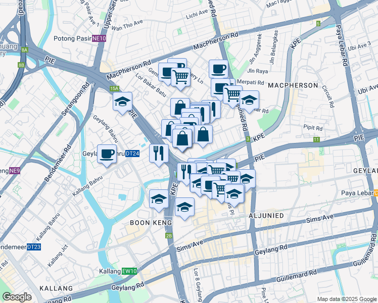 map of restaurants, bars, coffee shops, grocery stores, and more near in Singapore