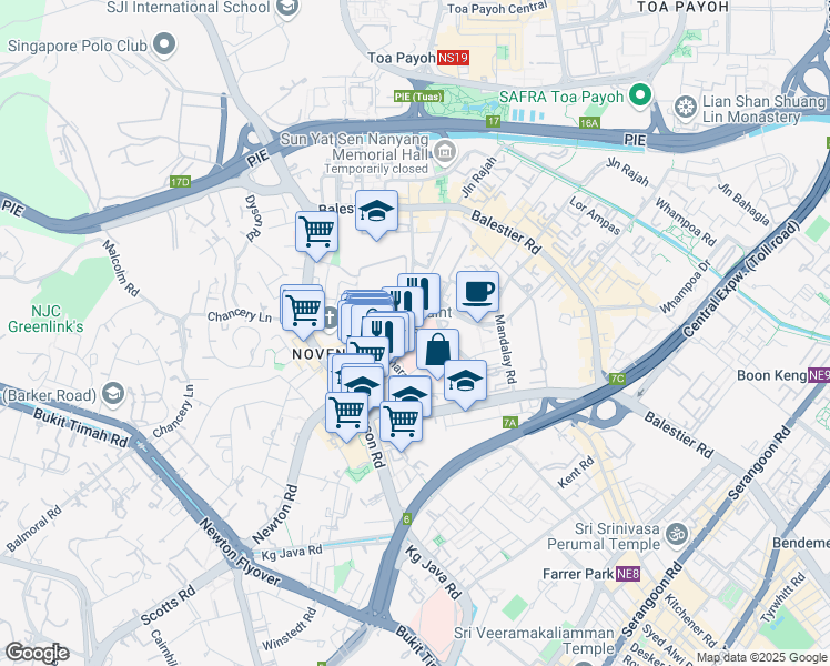 map of restaurants, bars, coffee shops, grocery stores, and more near in Singapore