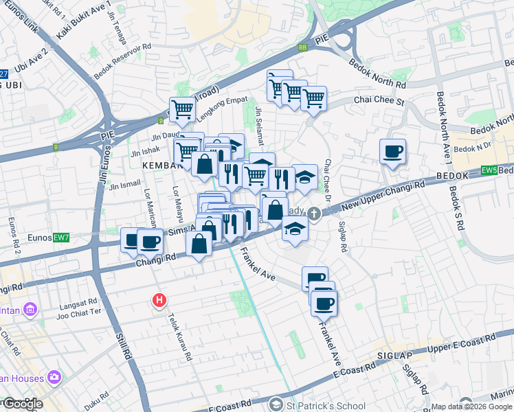 map of restaurants, bars, coffee shops, grocery stores, and more near in Singapore