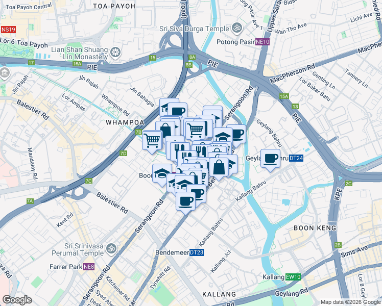 map of restaurants, bars, coffee shops, grocery stores, and more near in Singapore