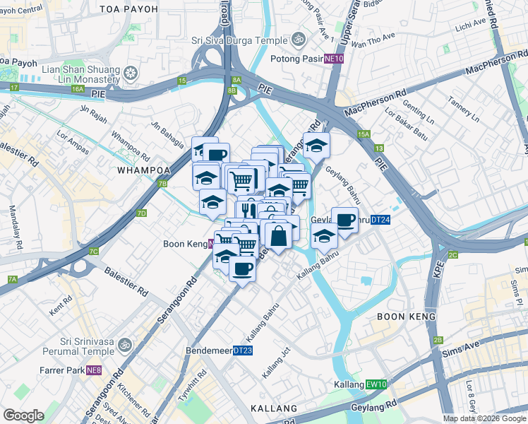 map of restaurants, bars, coffee shops, grocery stores, and more near in Singapore