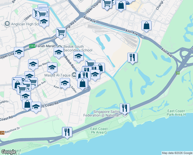 map of restaurants, bars, coffee shops, grocery stores, and more near in Singapore