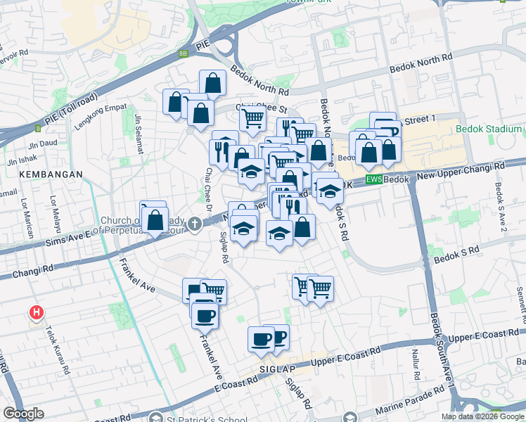 map of restaurants, bars, coffee shops, grocery stores, and more near in Singapore