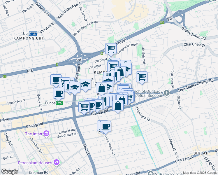 map of restaurants, bars, coffee shops, grocery stores, and more near in Singapore