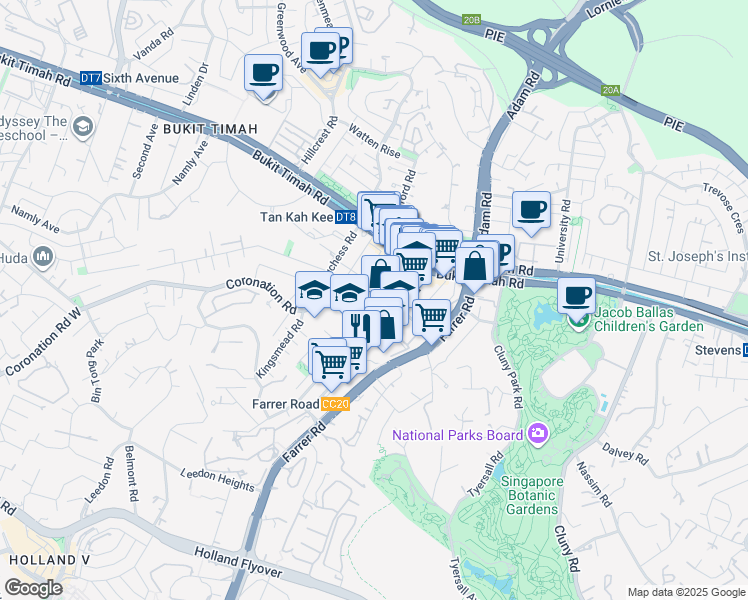map of restaurants, bars, coffee shops, grocery stores, and more near in Singapore
