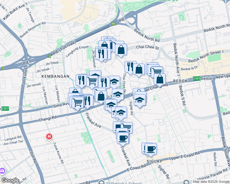 map of restaurants, bars, coffee shops, grocery stores, and more near in Singapore