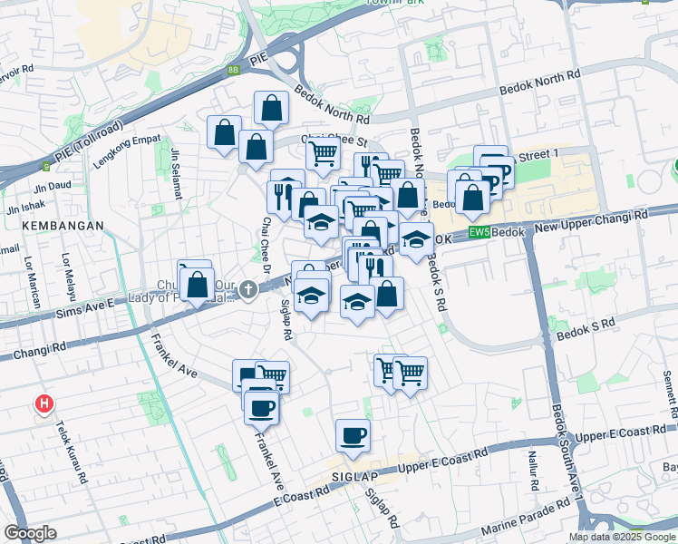 map of restaurants, bars, coffee shops, grocery stores, and more near in Singapore