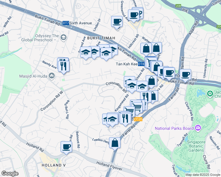 map of restaurants, bars, coffee shops, grocery stores, and more near in Singapore