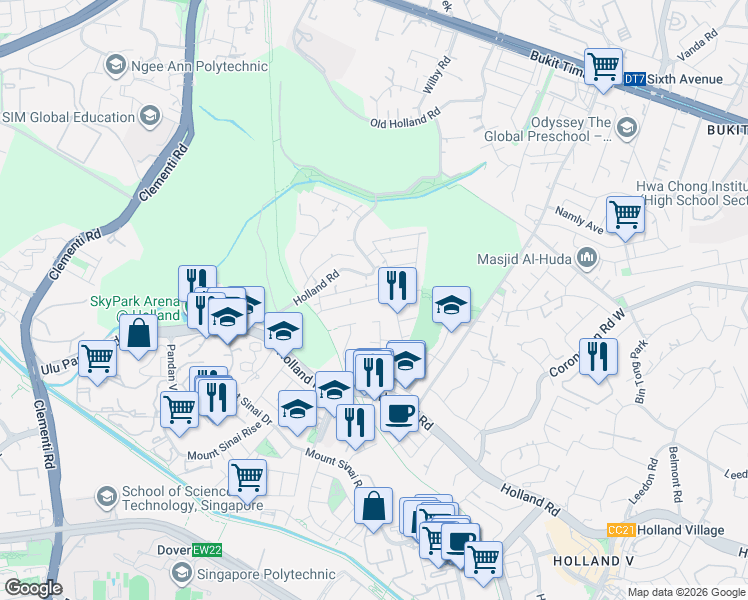 map of restaurants, bars, coffee shops, grocery stores, and more near in Singapore