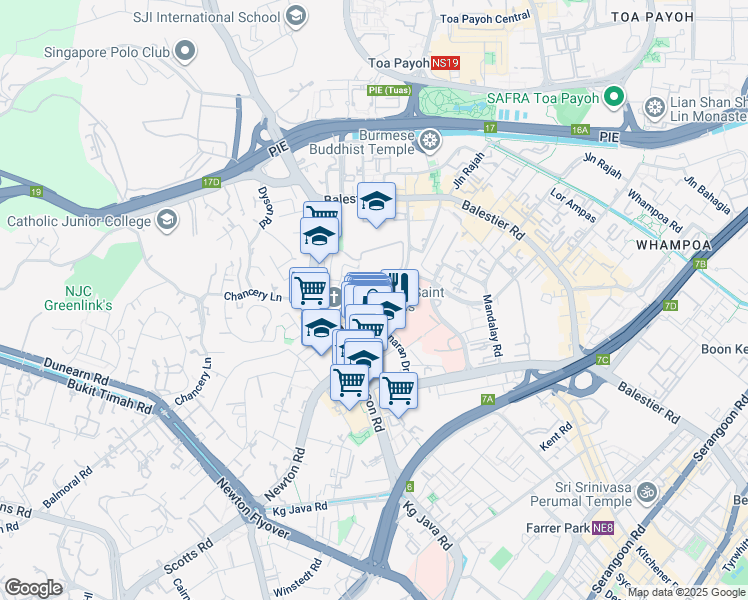 map of restaurants, bars, coffee shops, grocery stores, and more near in Singapore