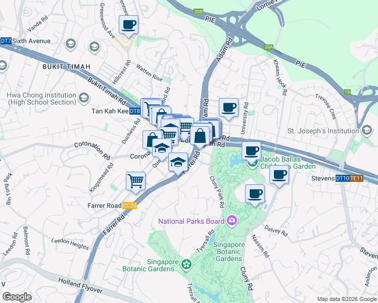 map of restaurants, bars, coffee shops, grocery stores, and more near in Singapore