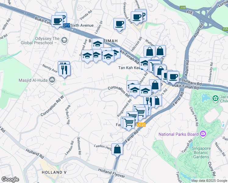 map of restaurants, bars, coffee shops, grocery stores, and more near in Singapore