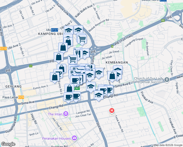 map of restaurants, bars, coffee shops, grocery stores, and more near in Singapore