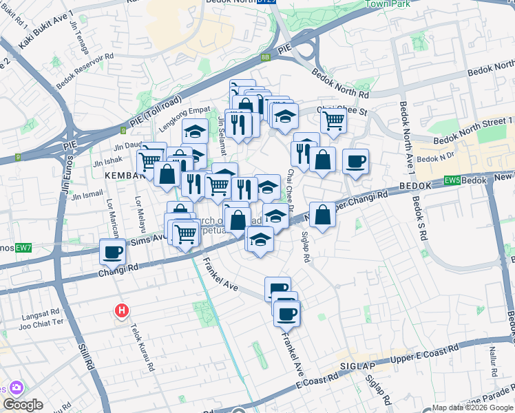 map of restaurants, bars, coffee shops, grocery stores, and more near in Singapore